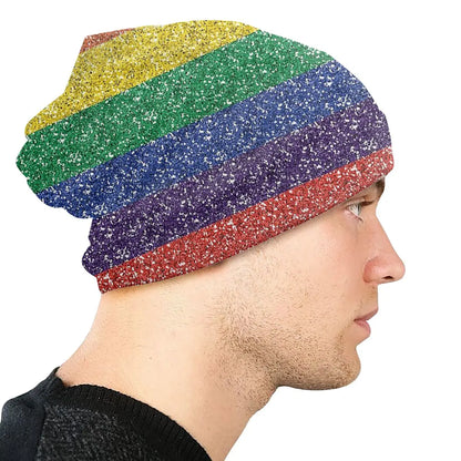 LGBTQIA+ Queer Rainbow Glitter Skullies Beanie Cap