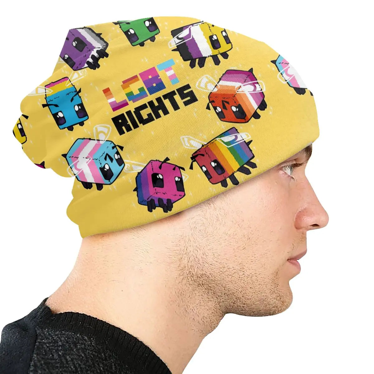 LGBTQIA+ Queer LGBT Rights Box Bees Skullies Beanie Cap