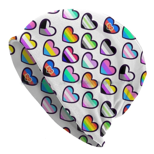 LGBTQIA+ Queer Pride Hearts Skullies Beanie Cap