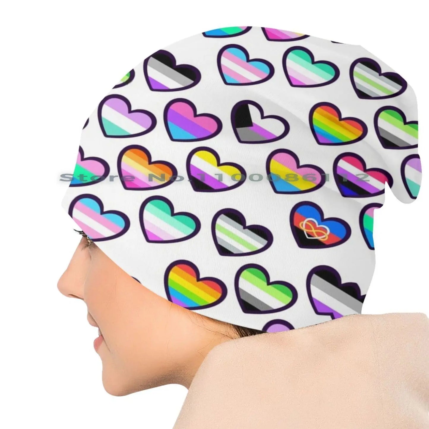 LGBTQIA+ Queer Pride Hearts Skullies Beanie Cap