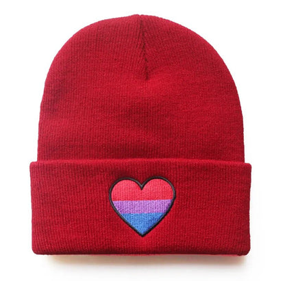 Hats - Rainbow Heart Embroidery Knitted Pride Beanies