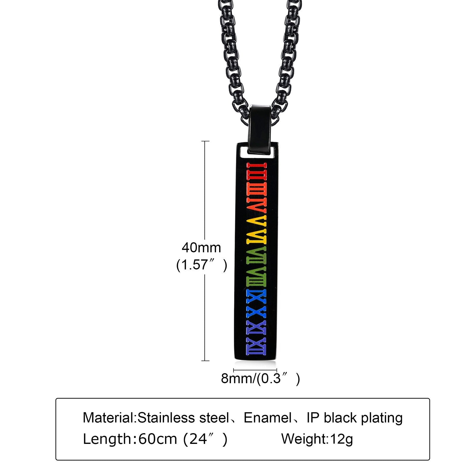 Necklace - Rainbow Roman Numerals Necklace