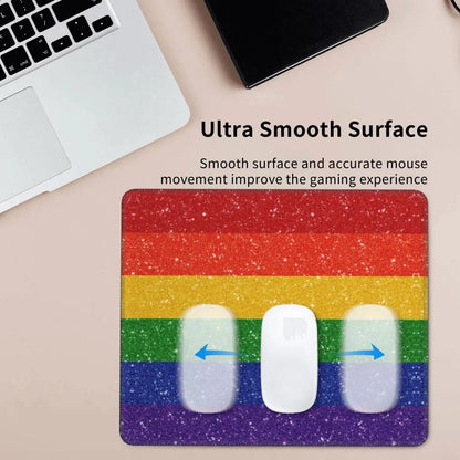 Mouse Pad - LGBTQIA+ Rainbow Glitter Pride Flag Mouse Pad