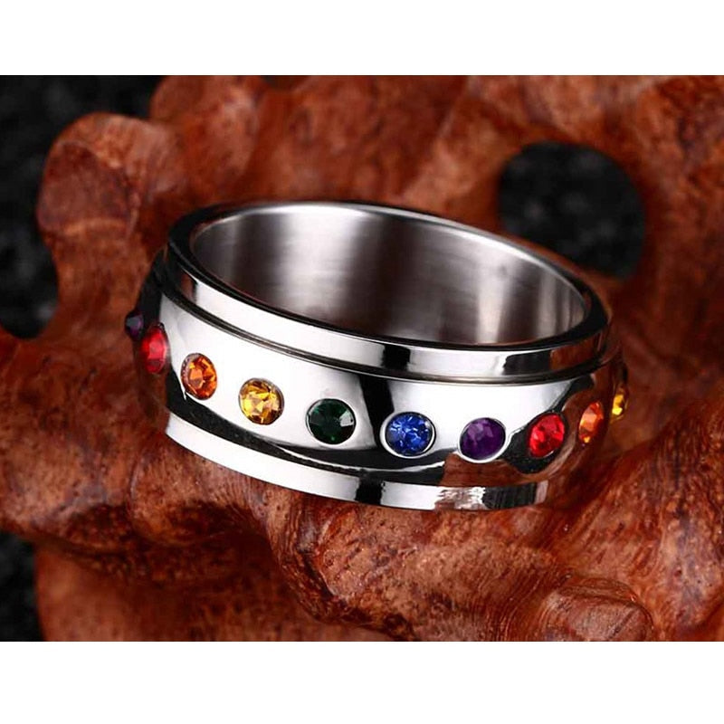 Ring - Rainbow Stone Spinner Ring