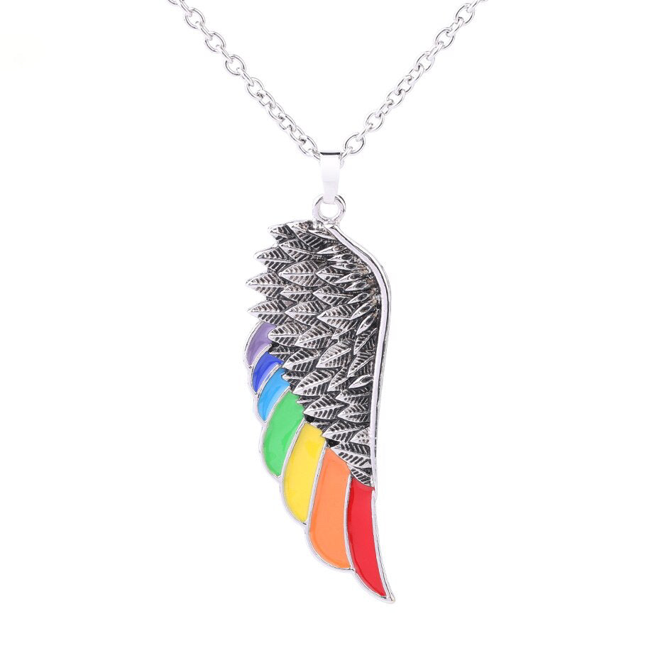 Necklace - Rainbow Angel Wing Necklace