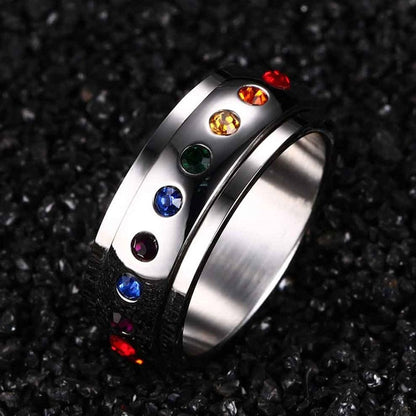 Ring - Rainbow Stone Spinner Ring