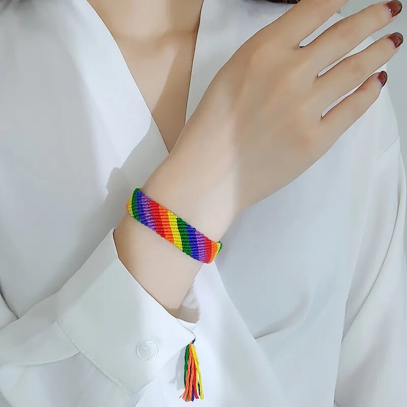 Bracelet - LGBTQIA+ Braided Rainbow Rope Bracelets