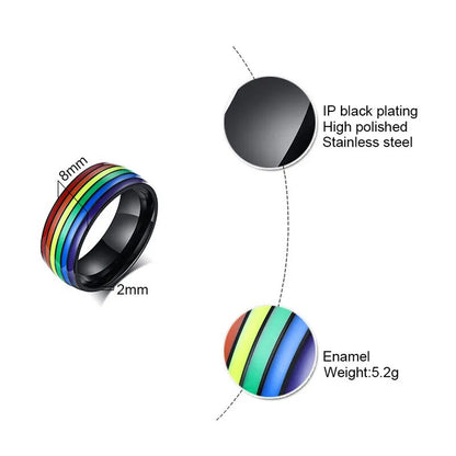 Ring - LGBTQIA+ Rainbow Lines Pride Rings