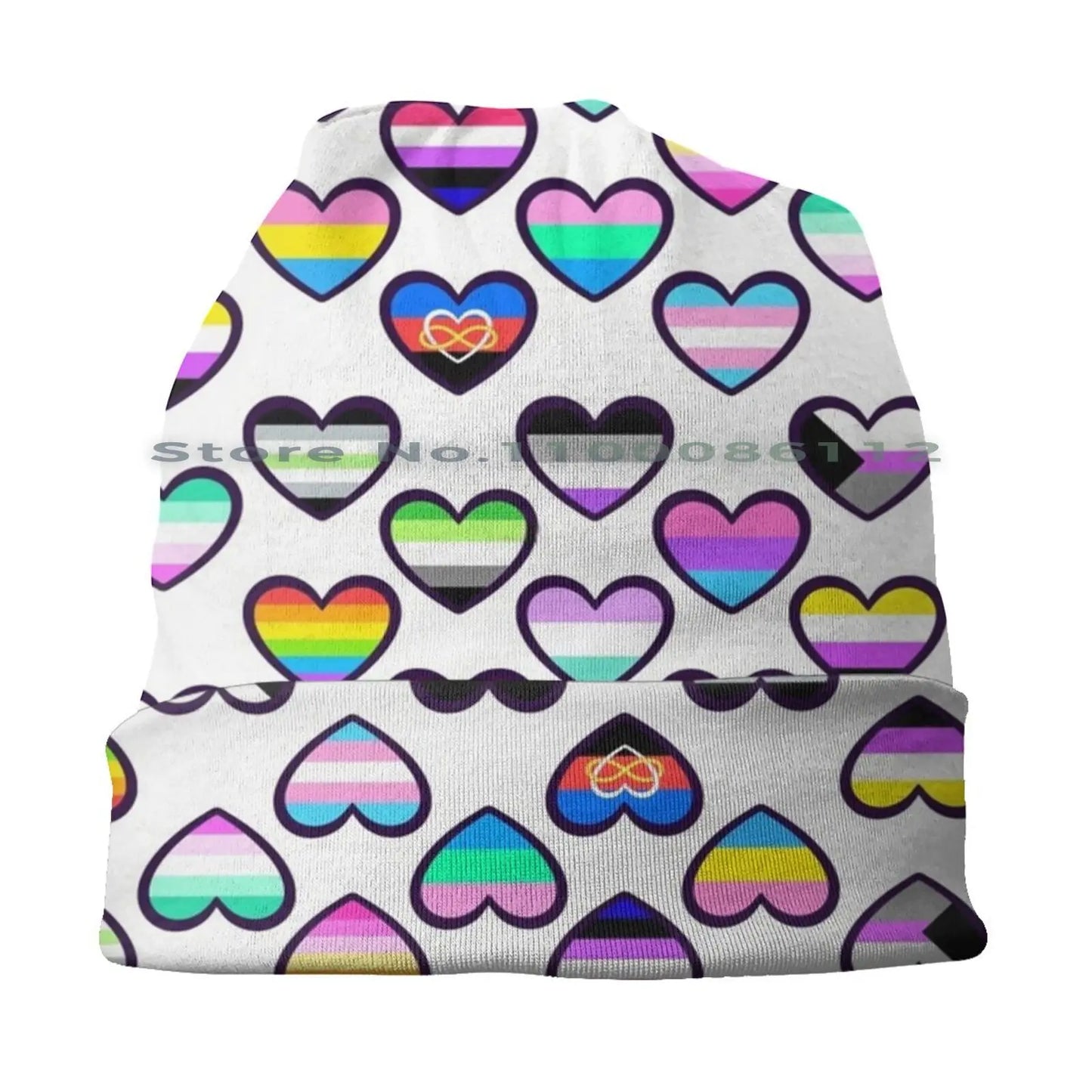 LGBTQIA+ Queer Pride Hearts Skullies Beanie Cap