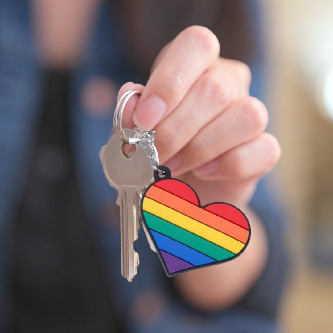 Keychain - LGBTQIA+ Rainbow Pride Flag Heart Keyrings