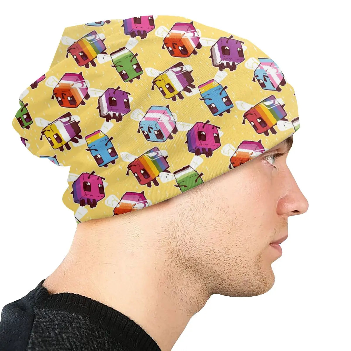 LGBTQIA+ Queer Busy Box Bees Skullies Beanie Cap