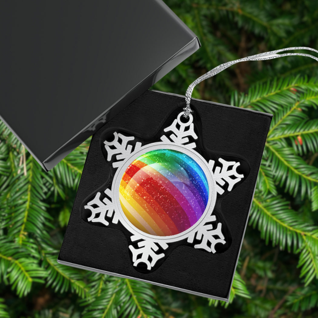 Home Decor - Inclusive Ice Crystals LGBTQIA+ Queer Pewter Snowflake Ornament