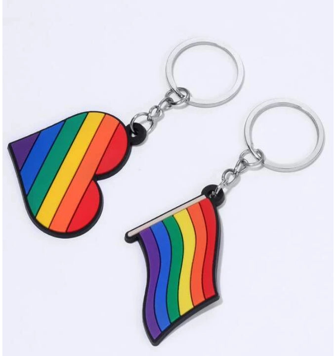 Keychain - LGBTQIA+ Rainbow Pride Flag Heart Keyrings