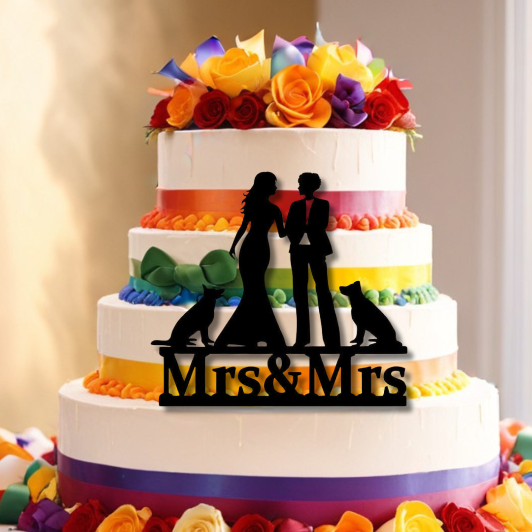 LGBTQIA+ Queer Mrs & Mrs Wedding Cake Topper