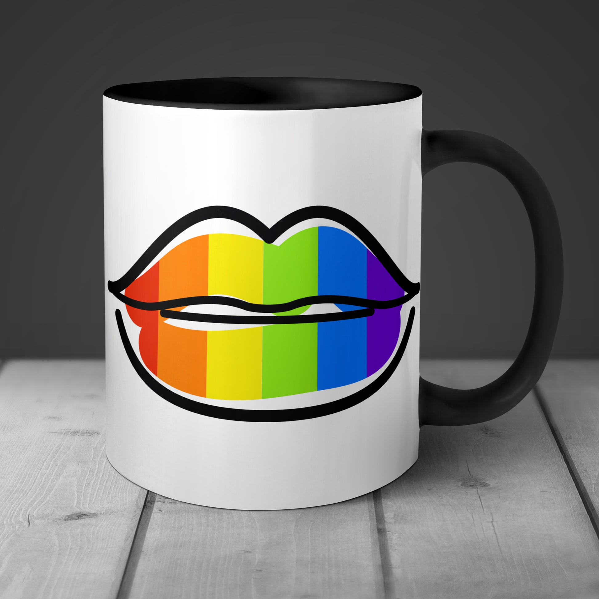 Mug - Rainbow Pride Lips Mug - LGBTQIA+ Queer