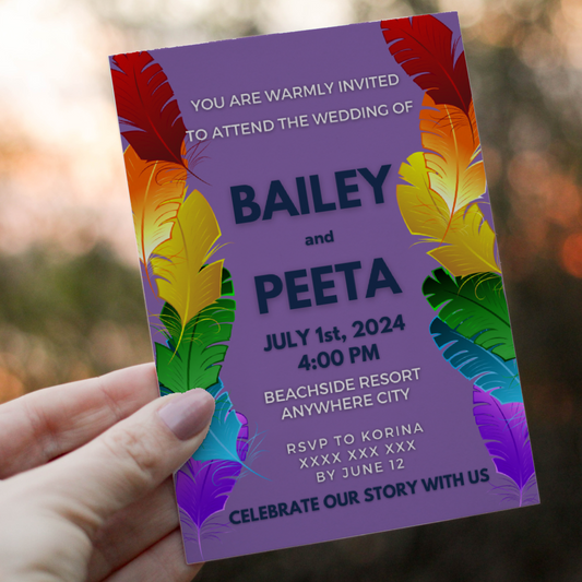 LGBTQIA+ Queer Pride Feathers - Wedding Invitations