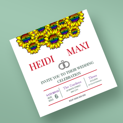 LGBTQIA+ Queer Pride Sunflowers - Wedding Invitations