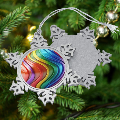 Home Decor - Queer Cheer Snowflake LGBTQIA+ Queer Pewter Snowflake Ornament