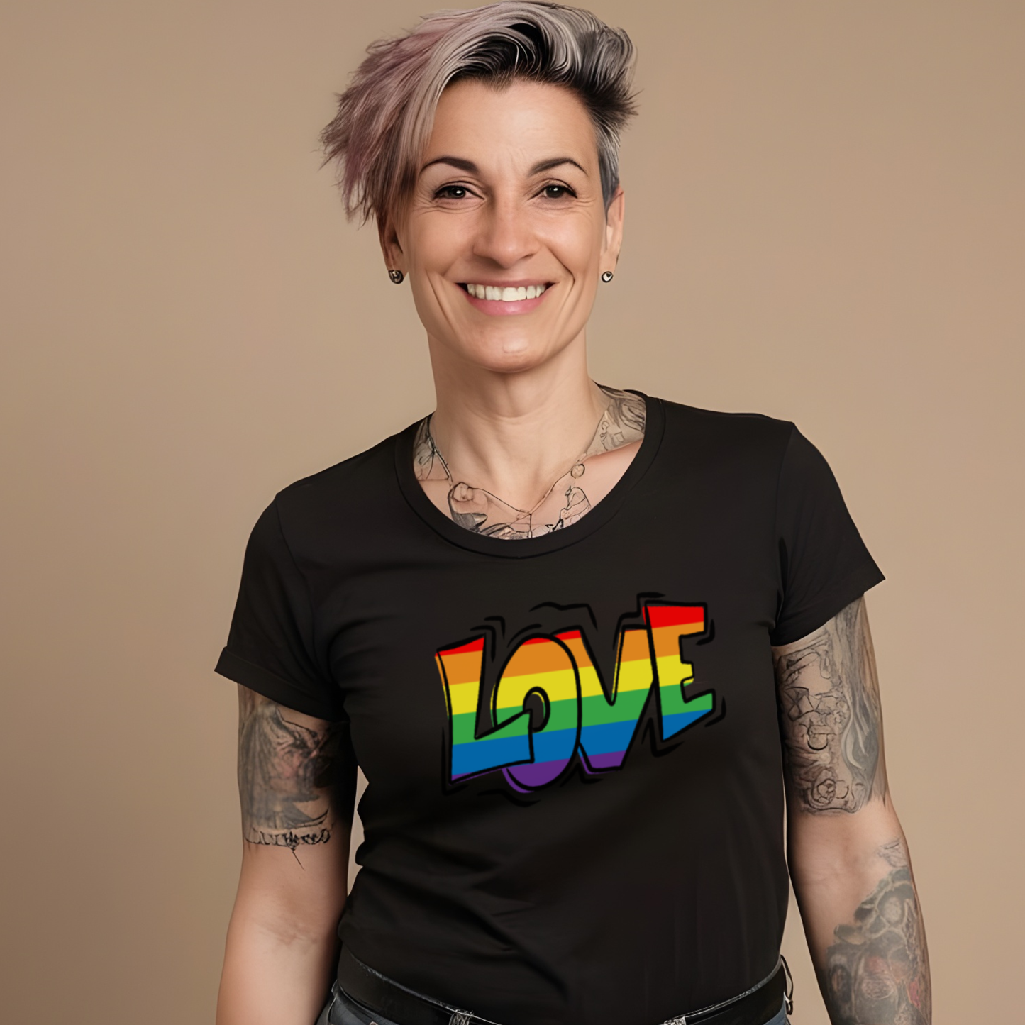 Rainbow Love Heavyweight Crewneck T-Shirt