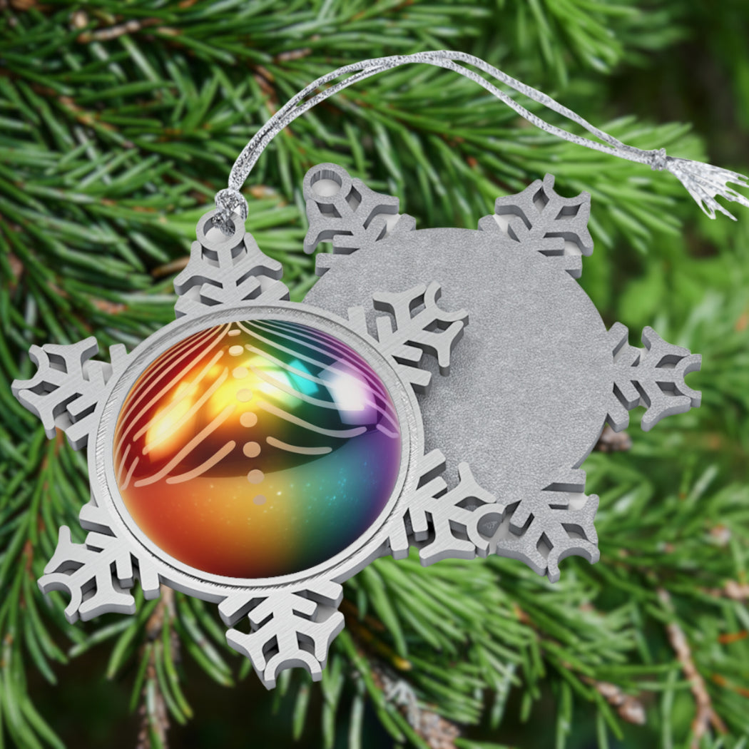 Home Decor - Rainbow Resplendence LGBTQIA+ Queer Pewter Snowflake Ornament