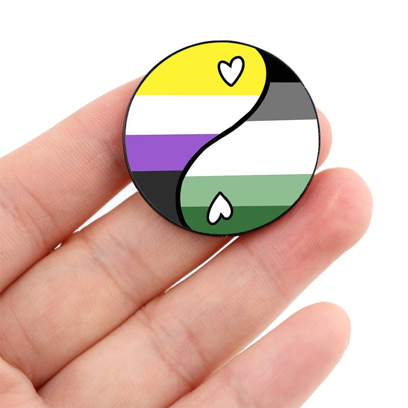 Enamel Pins - LGBTQIA+ Queer Pride Yin Yang Pin Badges 