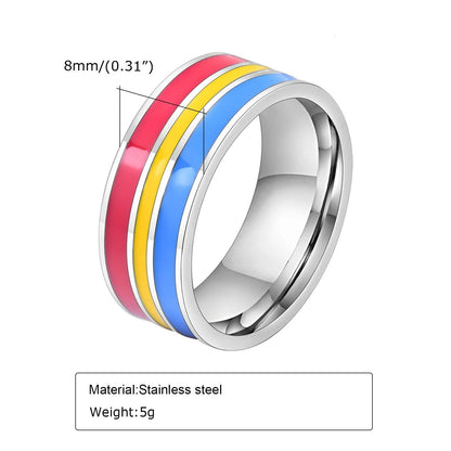 Ring - LGBTQIA+ Pan, Genderfluid Or Aromantic Stainless Steel Pride Rings