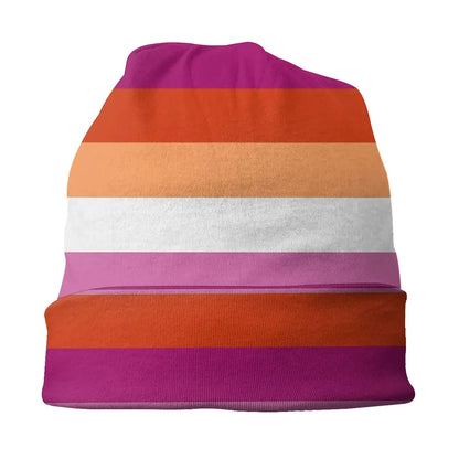 LGBTQIA+ Queer Lesbian Pride Flag Skullies Beanie Cap