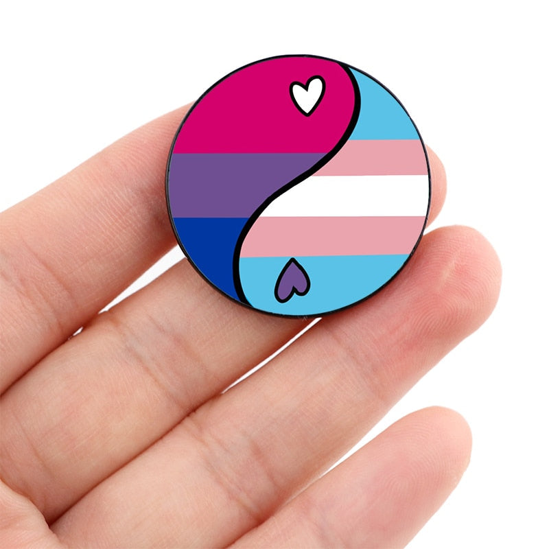 Enamel Pins - LGBTQIA+ Queer Pride Yin Yang Pin Badges 