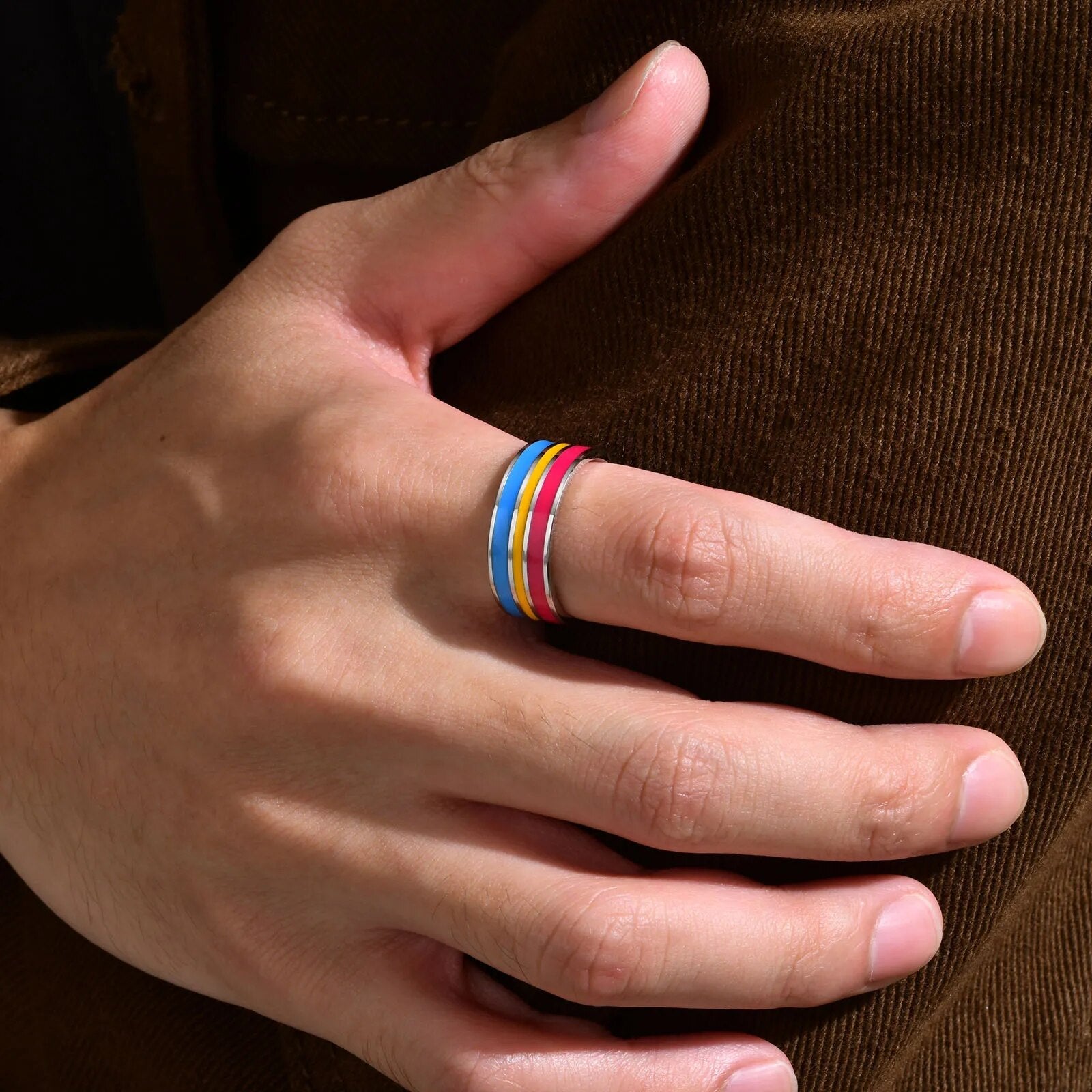 Ring - LGBTQIA+ Pan, Genderfluid Or Aromantic Stainless Steel Pride Rings