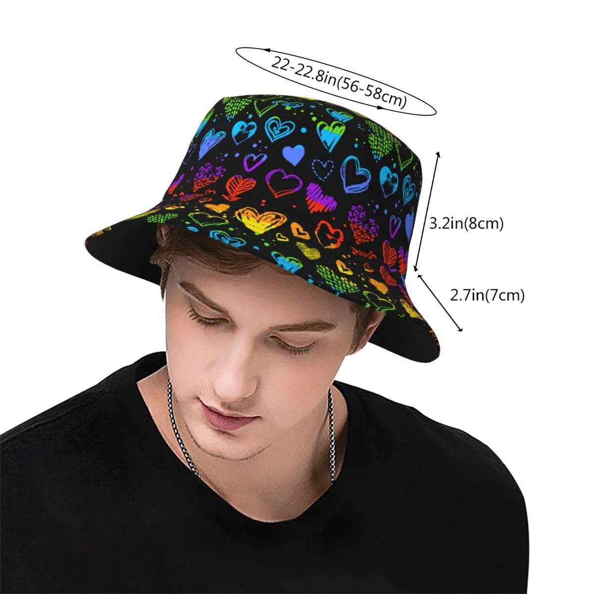 Hats - Neon Hearts Bucket Hat