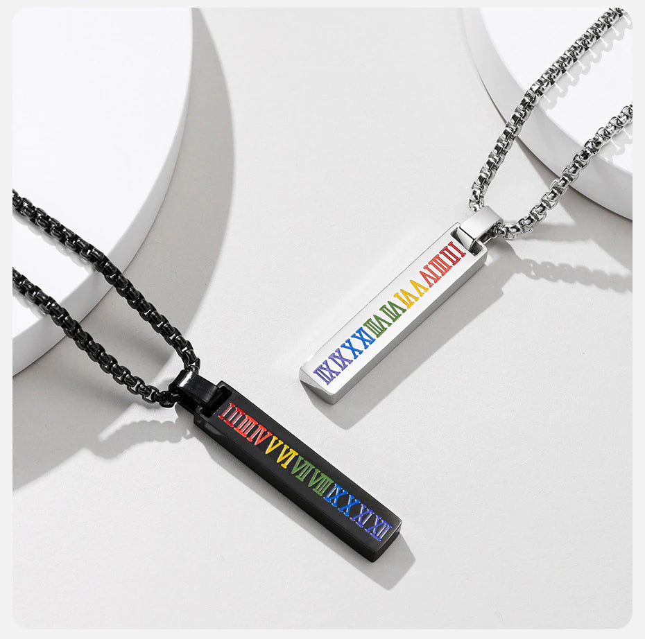 Necklace - Rainbow Roman Numerals Necklace