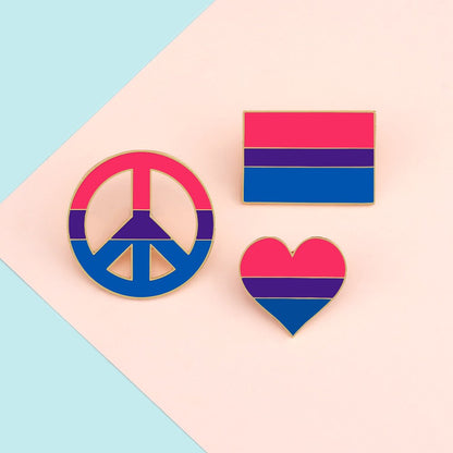 Enamel Pins - LGBTQIA+ Queer Pride Bisexual Pin Badges 