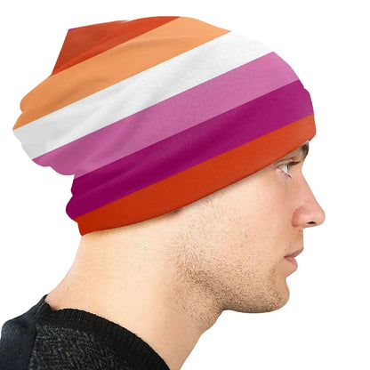 LGBTQIA+ Queer Lesbian Pride Flag Skullies Beanie Cap