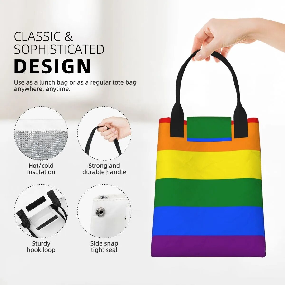 Lunch Bag - LGBTQIA+ Insulated Cooler Lunch Bags - Medium