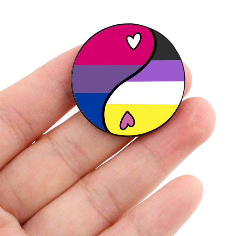 Enamel Pins - LGBTQIA+ Queer Pride Yin Yang Pin Badges 