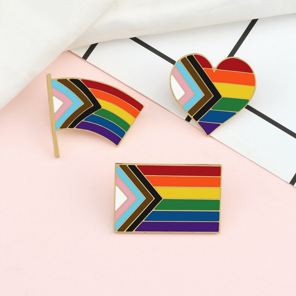 Enamel Pins - LGBTQIA+ Queer Inclusive Progress Pride Pin Badges 