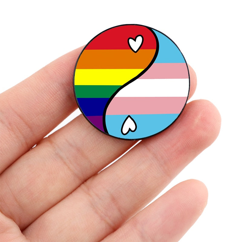 Enamel Pins - LGBTQIA+ Queer Pride Yin Yang Pin Badges 