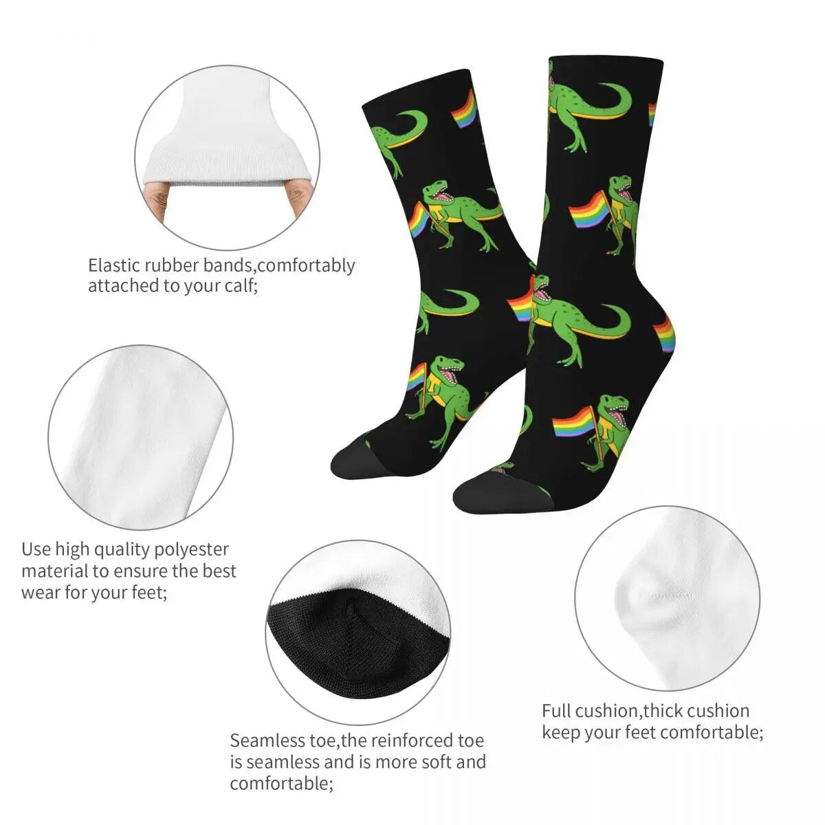 Socks - LGBTQIA+ Queer T-Rex Pride Socks