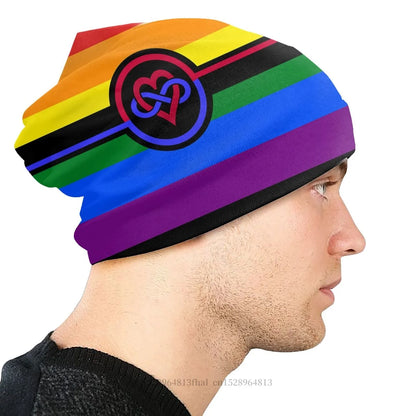 LGBTQIA+ Queer Bi Heart Forever Skullies Beanie Cap