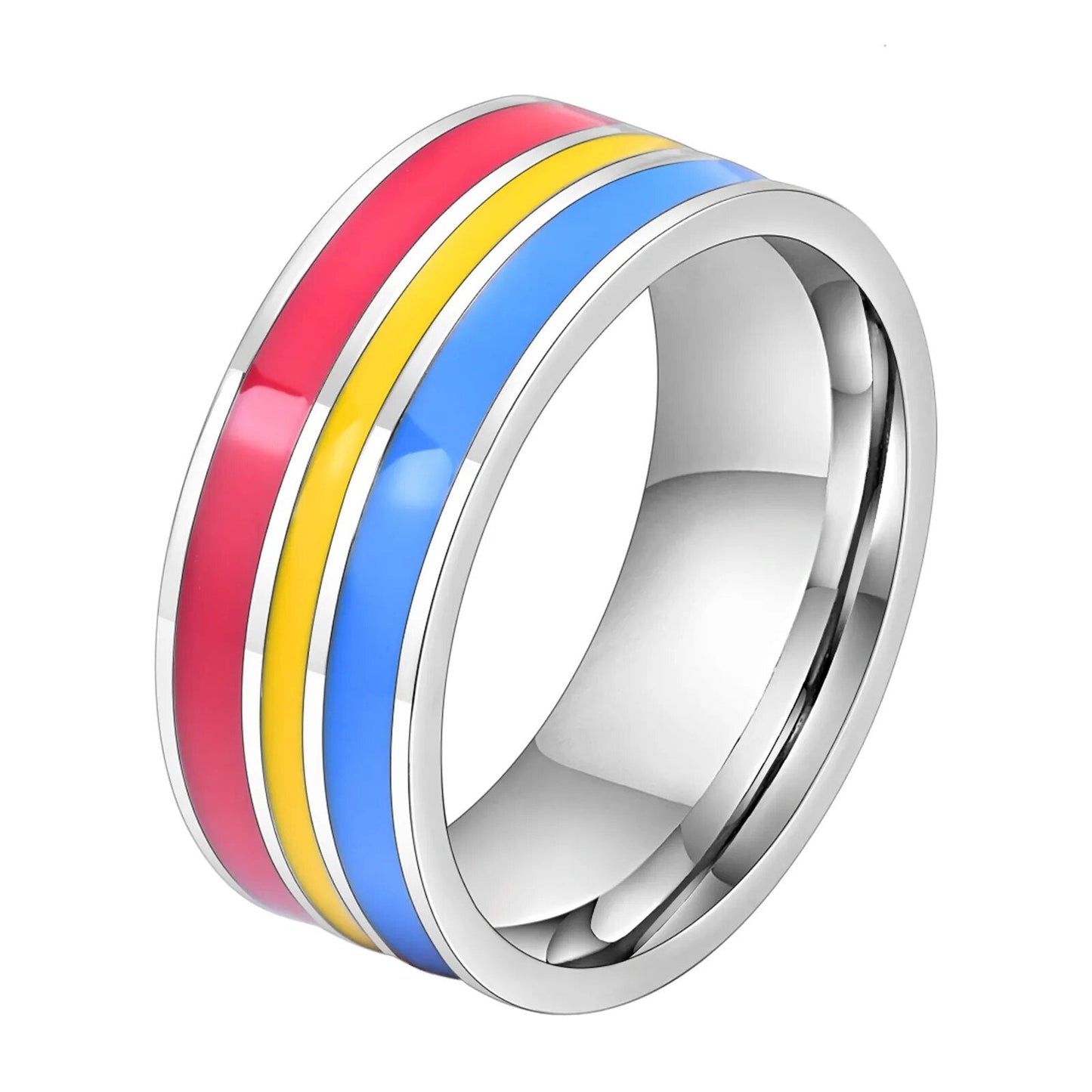 Ring - LGBTQIA+ Pan, Genderfluid Or Aromantic Stainless Steel Pride Rings