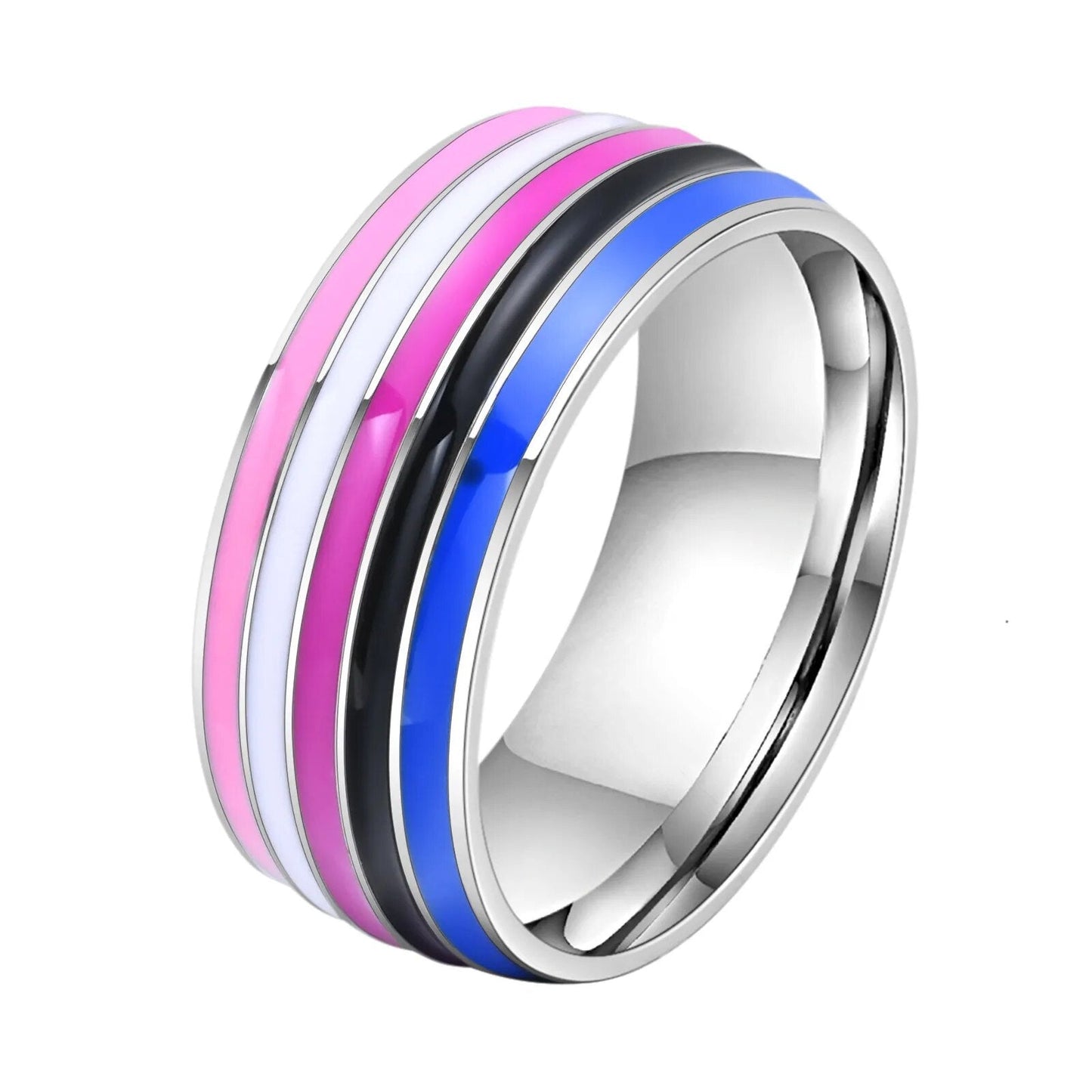 Ring - LGBTQIA+ Pan, Genderfluid Or Aromantic Stainless Steel Pride Rings