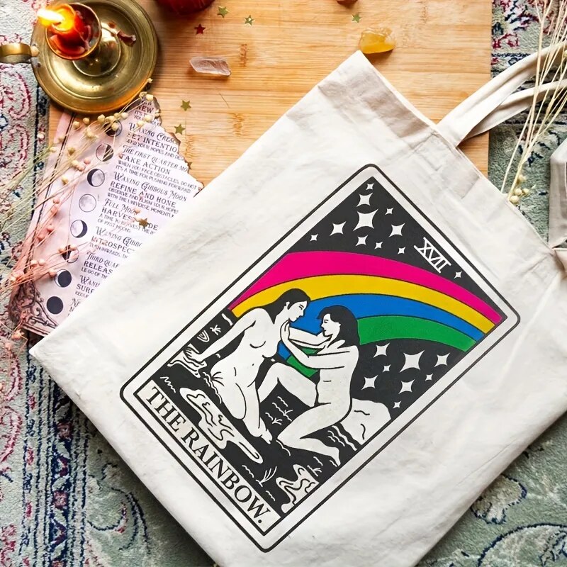 Tote Bags - The Sapphic Rainbow Tarot Tote Bag