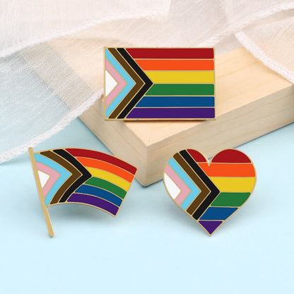 Enamel Pins - LGBTQIA+ Queer Inclusive Progress Pride Pin Badges 