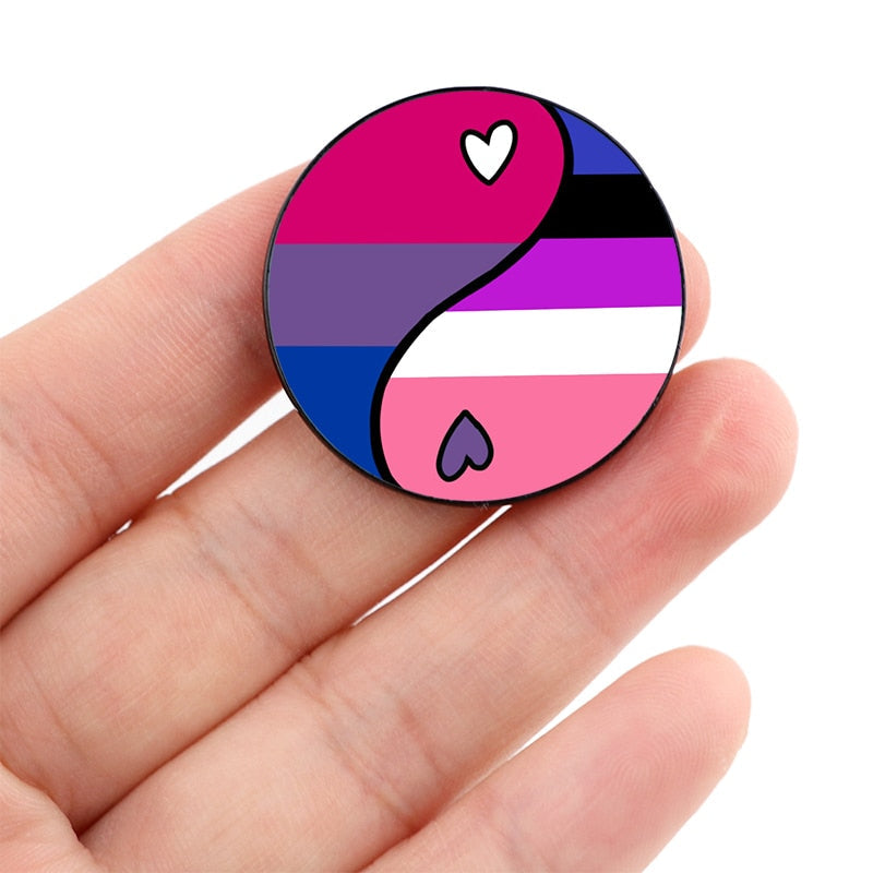 Enamel Pins - LGBTQIA+ Queer Pride Yin Yang Pin Badges 