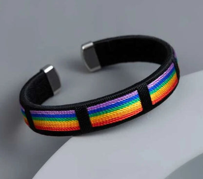 Bracelet - LGBTQIA+ Queer Woven Rainbow Cuff Bracelet