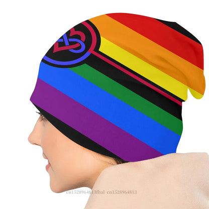 LGBTQIA+ Queer Bi Heart Forever Skullies Beanie Cap