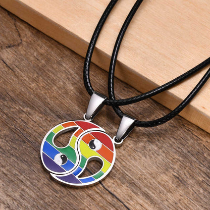 Necklace - Yin-Yang Rainbow Pride Necklaces - 2pc