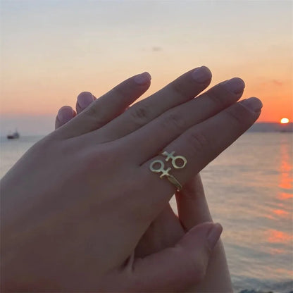 Ring - LGBTQIA+ Minimalist Double Venus Symbol Ring