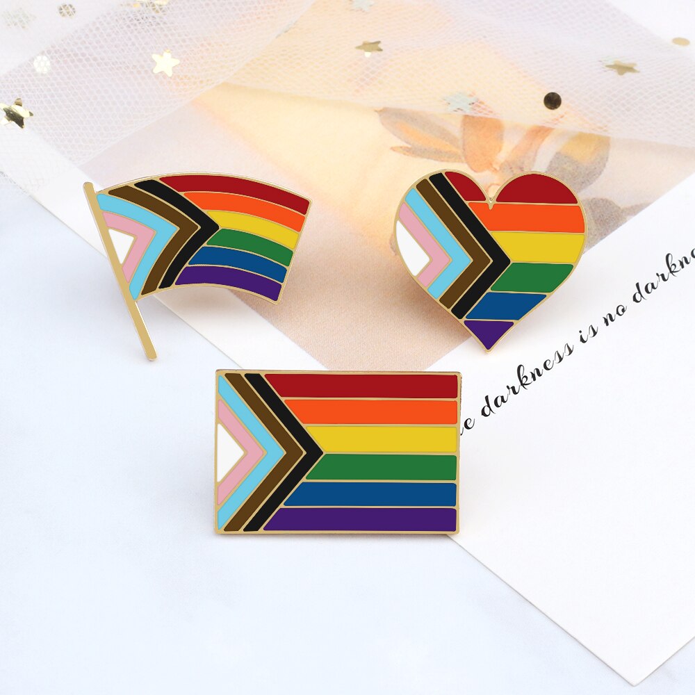 Enamel Pins - LGBTQIA+ Queer Inclusive Progress Pride Pin Badges 