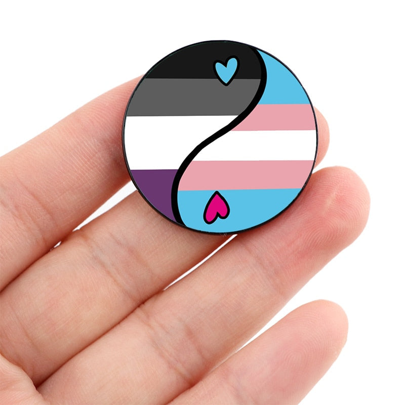 Enamel Pins - LGBTQIA+ Queer Pride Yin Yang Pin Badges 